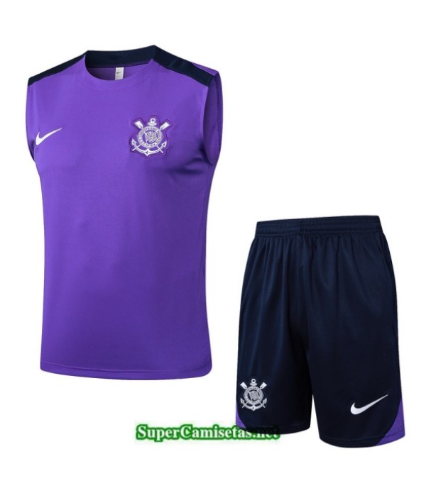 Tailandia Camiseta Kit De Entrenamiento Corinthians Sin Mangas Violeta/azul Marino 2025 2026 S20077