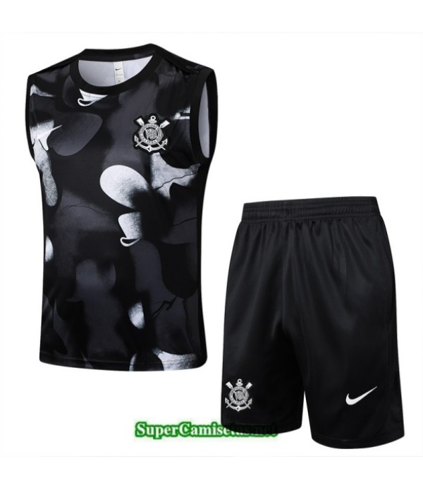 Tailandia Camiseta Kit De Entrenamiento Corinthians Sin Mangas Negro/blanco 2025 2026 S20076