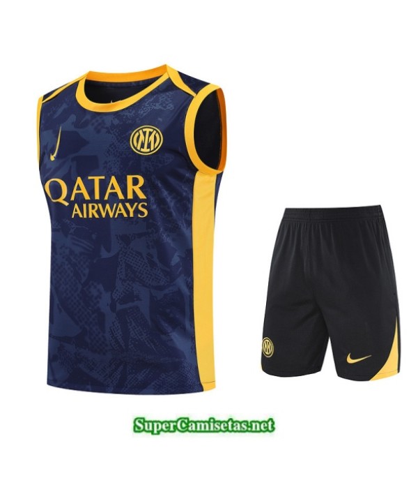 Tailandia Camiseta Kit De Entrenamiento Inter Milan Sin Mangas Azul Marino/amarillo 2025 2026 S20504