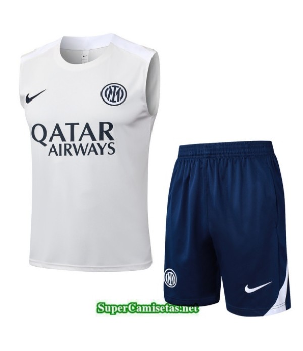 Tailandia Camiseta Kit De Entrenamiento Inter Milan Sin Mangas Blanco/azul Marino 2025 2026 S20509