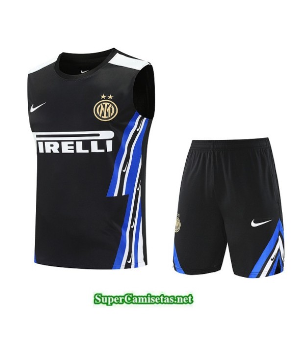 Tailandia Camiseta Kit De Entrenamiento Inter Milan Sin Mangas Negro/azul/blanco 2025 2026 S20505