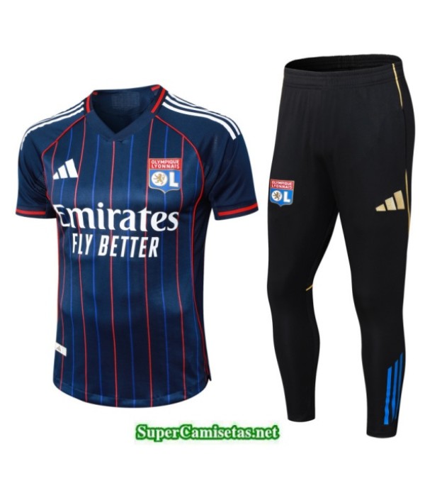 Tailandia Camiseta Kit De Entrenamiento Lyon Negro/azul 2025 2026 S20358