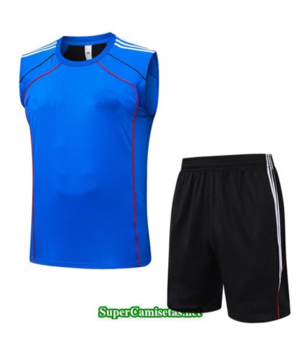 Tailandia Camiseta Kit De Entrenamiento Manchester United Sin Mangas Azul/negro/blanco 2025 2026 S20487