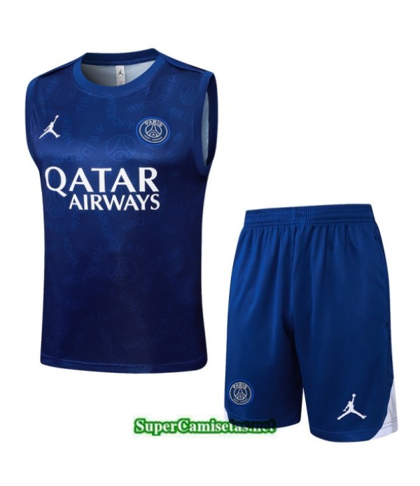 Tailandia Camiseta Kit De Entrenamiento Psg Sin Mangas Azul 2025 2026 S20377