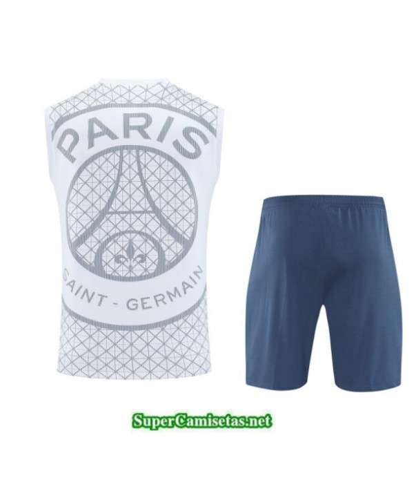 Tailandia Camiseta Kit De Entrenamiento Psg Sin Mangas Blanco/azul 2025 2026 S20374