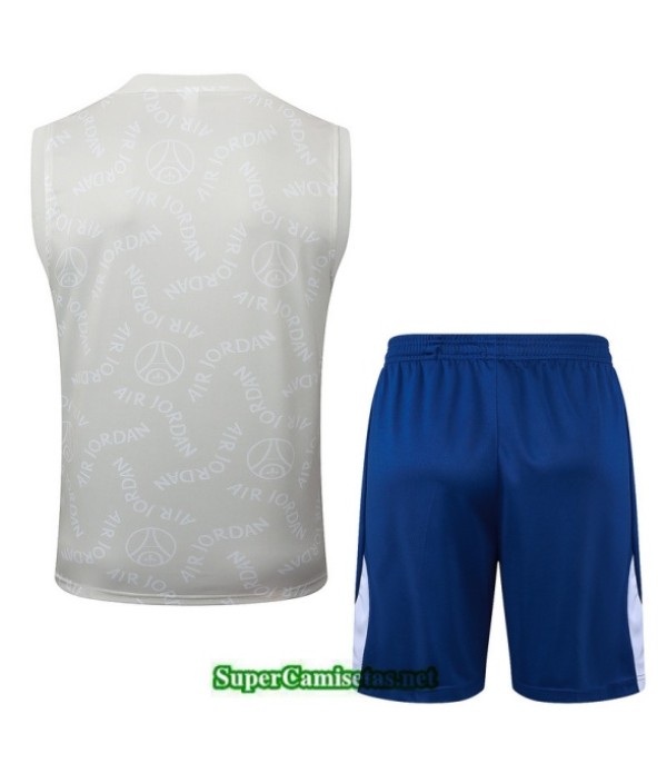 Tailandia Camiseta Kit De Entrenamiento Psg Sin Mangas Gris/azul/blanco 2025 2026 S20386
