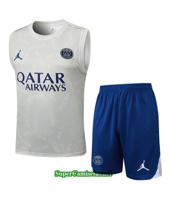 Tailandia Camiseta Kit De Entrenamiento Psg Sin Mangas Gris/azul/blanco 2025 2026 S20386