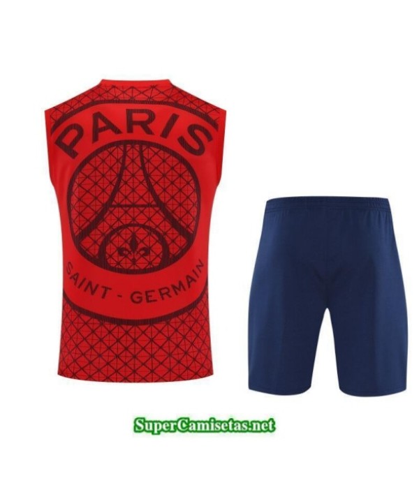 Tailandia Camiseta Kit De Entrenamiento Psg Sin Mangas Rojo/azul Marino 2025 2026 S20383