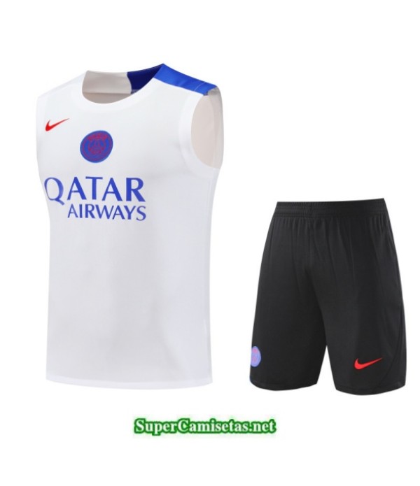 Tailandia Camiseta Kit De Entrenamiento Paris Psg Sin Mangas Blanco/negro/azul 2025 2026 S20389