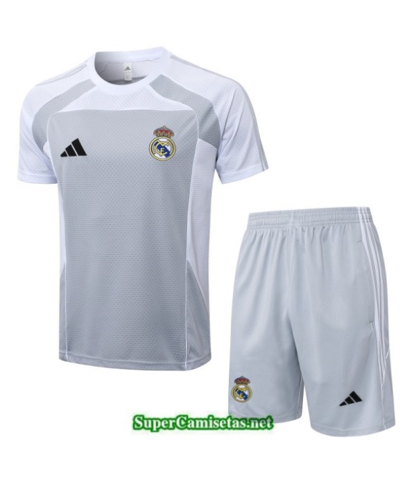 Tailandia Camiseta Kit De Entrenamiento Real Madrid Gris/blanco 2025 2026 S20323