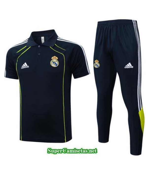 Tailandia Camiseta Kit De Entrenamiento Real Madrid Polo Azul Marino/blanco/verde 2025 2026 S20303