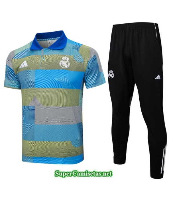 Tailandia Camiseta Kit De Entrenamiento Real Madrid Polo Azul/verde/negro 2025 2026 S20329