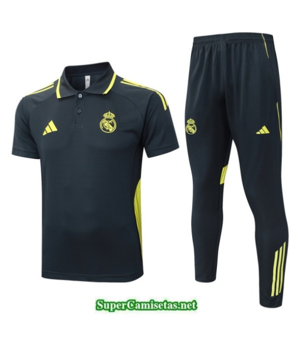Tailandia Camiseta Kit De Entrenamiento Real Madrid Polo Gris Oscuro/verde 2025 2026 S20347