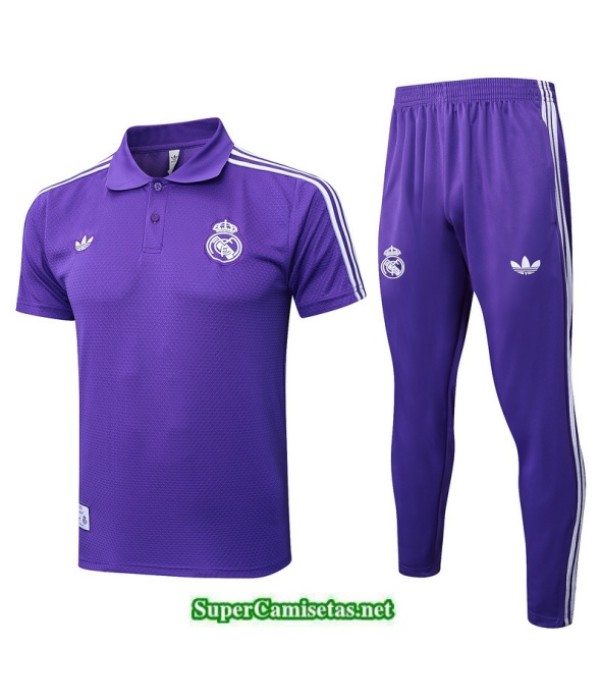 Tailandia Camiseta Kit De Entrenamiento Real Madrid Polo Violeta/blanco 2025 2026 S20351