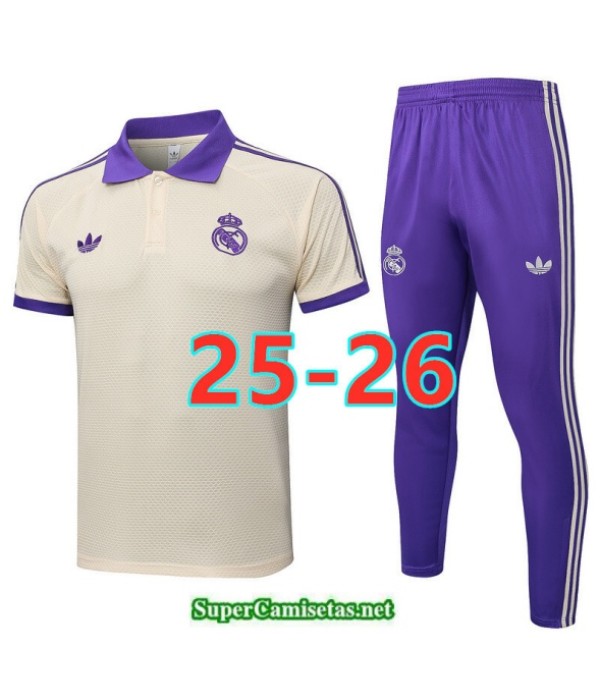 Tailandia Camiseta Kit De Entrenamiento Real Madrid Polo Albaricoque/violeta 2025 2026 S20348