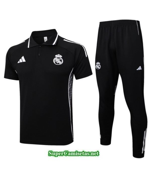 Tailandia Camiseta Kit De Entrenamiento Real Madrid Polo Negro/blanco 2025 2026 S20313