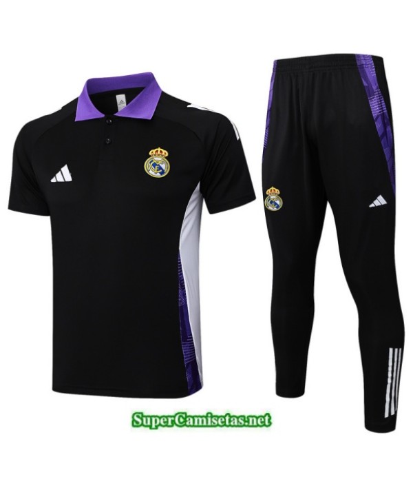 Tailandia Camiseta Kit De Entrenamiento Real Madrid Polo Negro/violeta/blanco 2025 2026 S20315