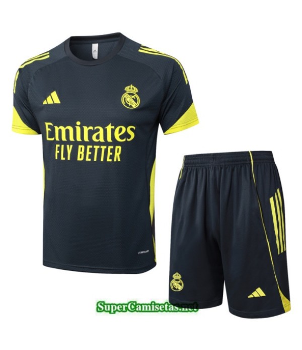Tailandia Camiseta Kit De Entrenamiento Real Madrid Short Gris Oscuro/amarillo 2025 2026 S20354