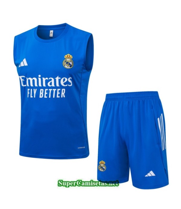 Tailandia Camiseta Kit De Entrenamiento Real Madrid Sin Mangas Azul/blanco 2025 2026 S20262
