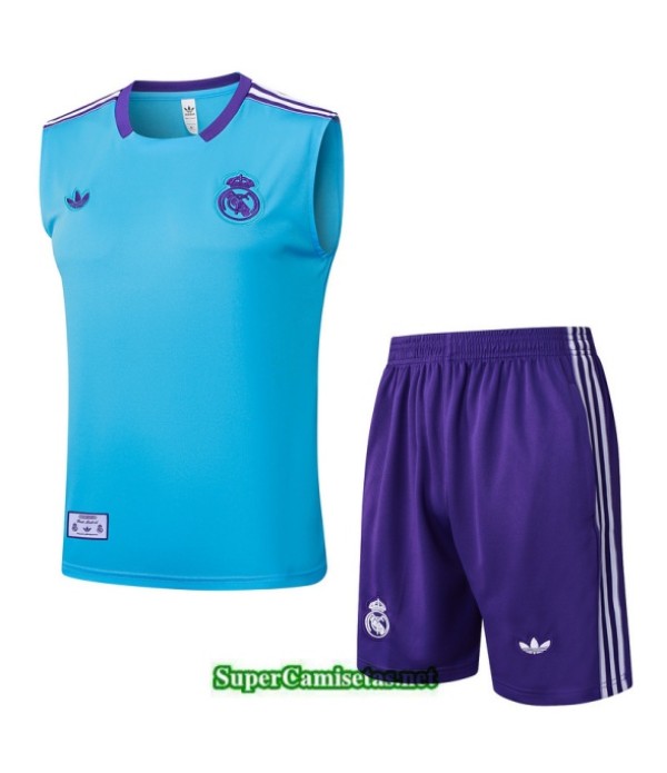 Tailandia Camiseta Kit De Entrenamiento Real Madrid Sin Mangas Azul Claro/violeta/blanco 2025 2026 S20267