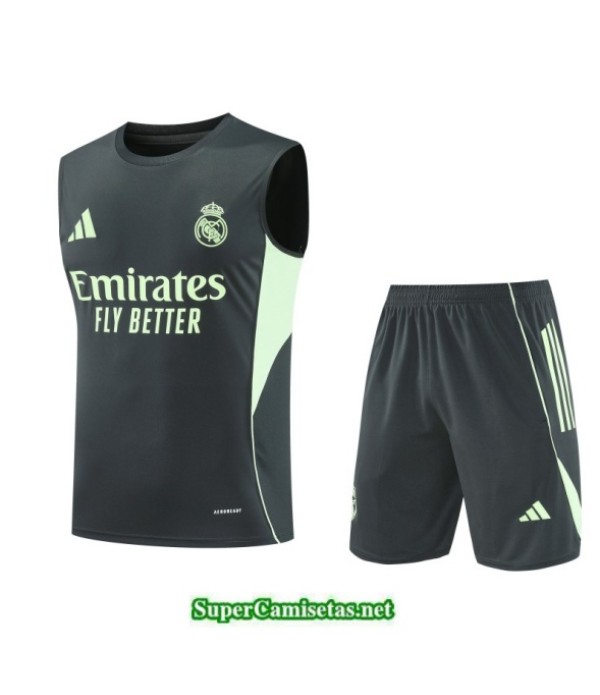 Tailandia Camiseta Kit De Entrenamiento Real Madrid Sin Mangas Azul Marino/verde 2025 2026 S20252