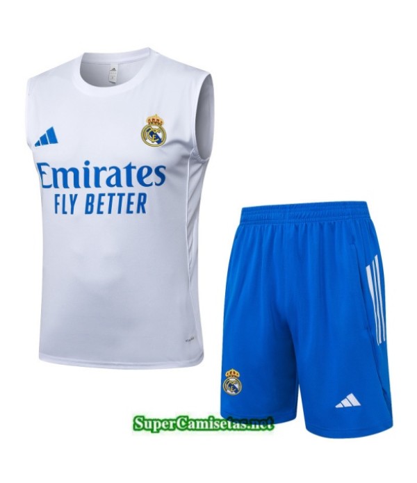 Tailandia Camiseta Kit De Entrenamiento Real Madrid Sin Mangas Blanco/azul 2025 2026 S20244