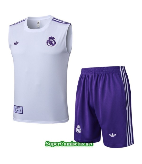 Tailandia Camiseta Kit De Entrenamiento Real Madrid Sin Mangas Blanco/violeta 2025 2026 S20247