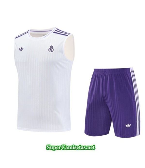 Tailandia Camiseta Kit De Entrenamiento Real Madrid Sin Mangas Blanco/violeta 2025 2026 S20249
