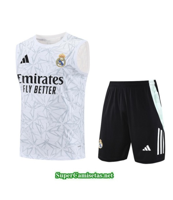 Tailandia Camiseta Kit De Entrenamiento Real Madrid Sin Mangas Blanco/negro 2025 2026 S20240