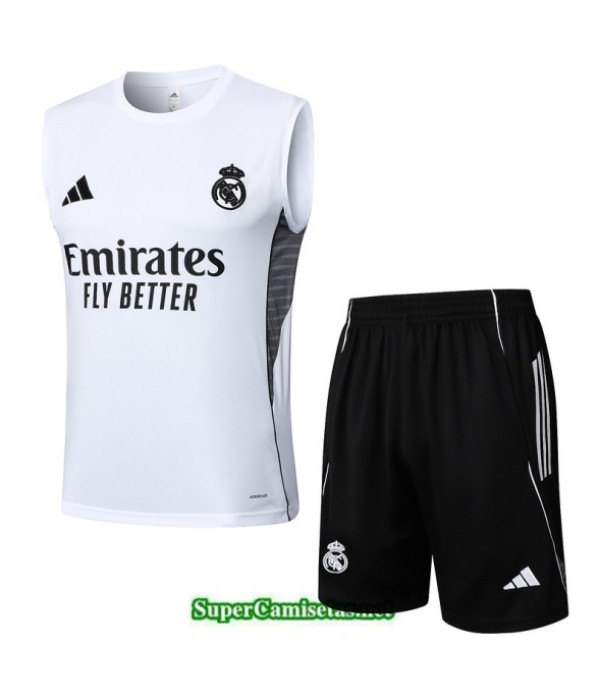 Tailandia Camiseta Kit De Entrenamiento Real Madrid Sin Mangas Blanco/negro 2025 2026 S20245
