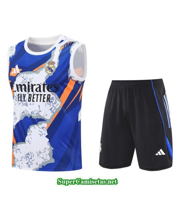 Tailandia Camiseta Kit De Entrenamiento Real Madrid Sin Mangas Blanco/negro/azul 2025 2026 S20250