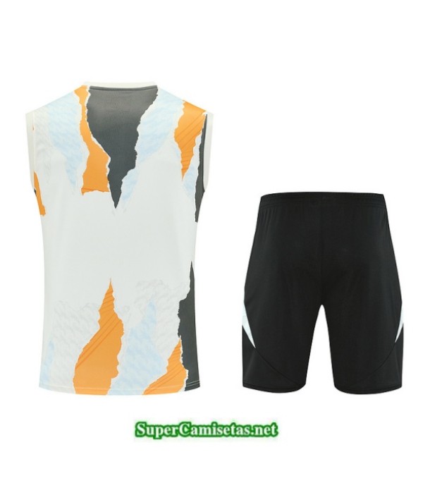 Tailandia Camiseta Kit De Entrenamiento Real Madrid Sin Mangas Blanco/negro/azul Claro 2025 2026 S20243