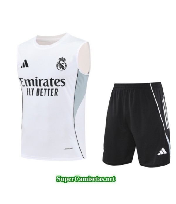 Tailandia Camiseta Kit De Entrenamiento Real Madrid Sin Mangas Blanco/verde 2025 2026 S20248