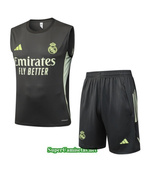 Tailandia Camiseta Kit De Entrenamiento Real Madrid Sin Mangas Gris/verde 2025 2026 S20260