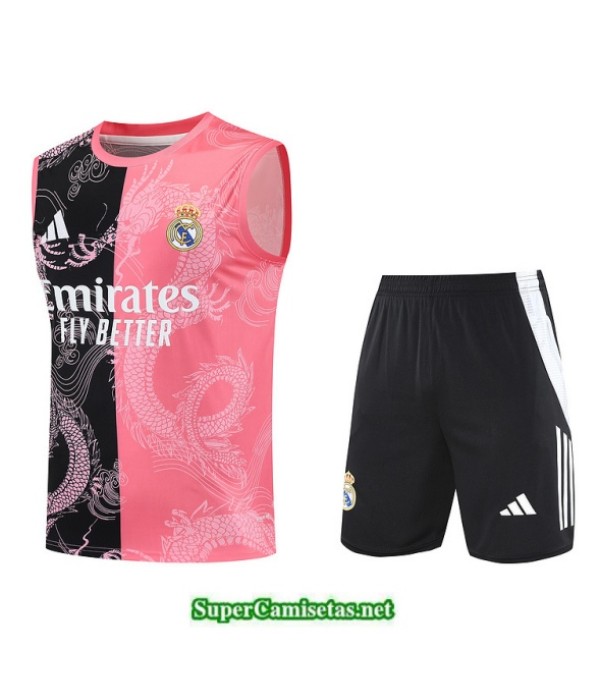 Tailandia Camiseta Kit De Entrenamiento Real Madrid Sin Mangas Rosa/negro/blanco 2025 2026 S20255