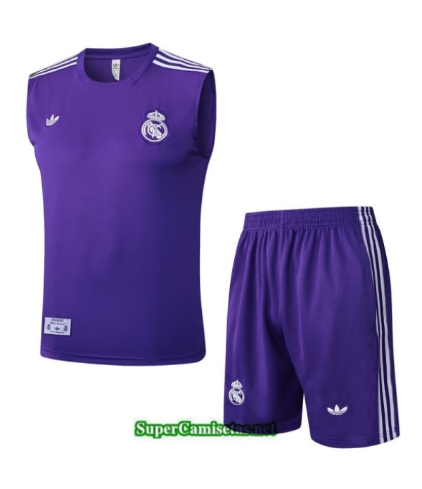 Tailandia Camiseta Kit De Entrenamiento Real Madrid Sin Mangas Violeta/blanco 2025 2026 S20276