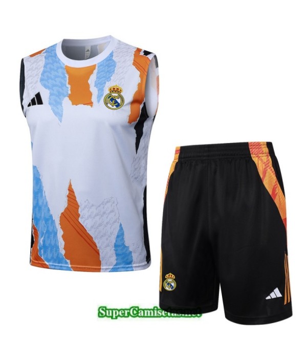 Tailandia Camiseta Kit De Entrenamiento Real Madrid Sin Mangas Amarillo/blanco 2025 2026 S20258