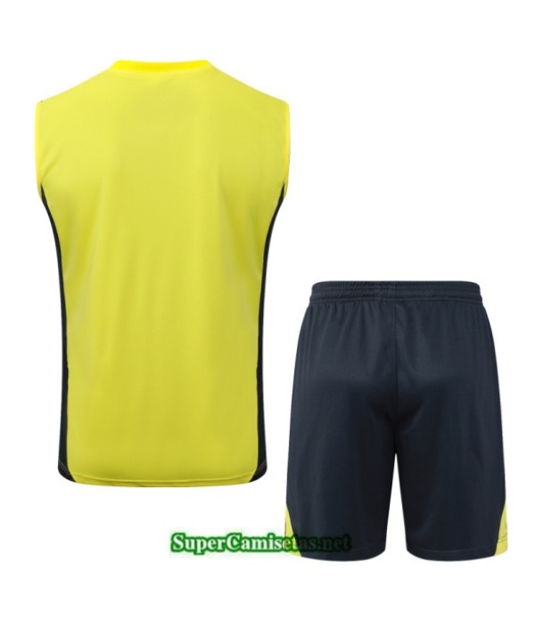 Tailandia Camiseta Kit De Entrenamiento Real Madrid Sin Mangas Amarillo/gris Oscuro 2025 2026 S20259