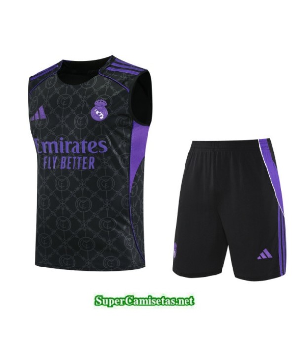 Tailandia Camiseta Kit De Entrenamiento Real Madrid Sin Mangas Negro/violeta 2025 2026 S20278
