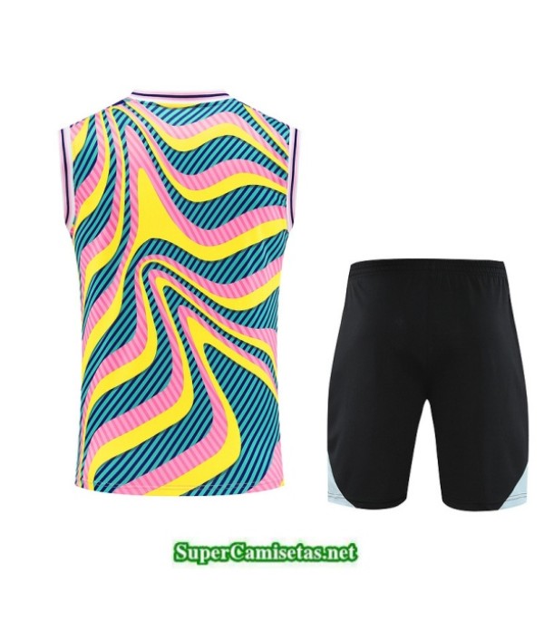 Tailandia Camiseta Kit De Entrenamiento Real Madrid Sin Mangas Verde/rosa/amarillo/negro 2025 2026 S20270