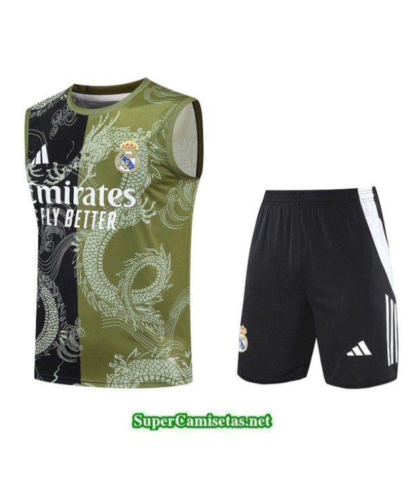 Tailandia Camiseta Kit De Entrenamiento Real Madrid Sin Mangas Verde/negro/blanco 2025 2026 S20264