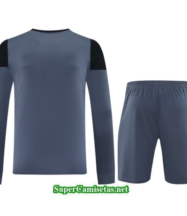 Tailandia Camiseta Kit De Entrenamiento Real Madrid Goalkeeper Manche Longue + Short Gris/negro 2025 2026 S20238