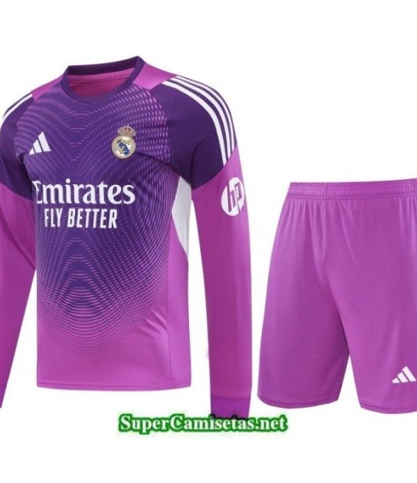Tailandia Camiseta Kit De Entrenamiento Real Madrid Goalkeeper Manche Longue + Short Violeta/blanco 2025 2026 S20239