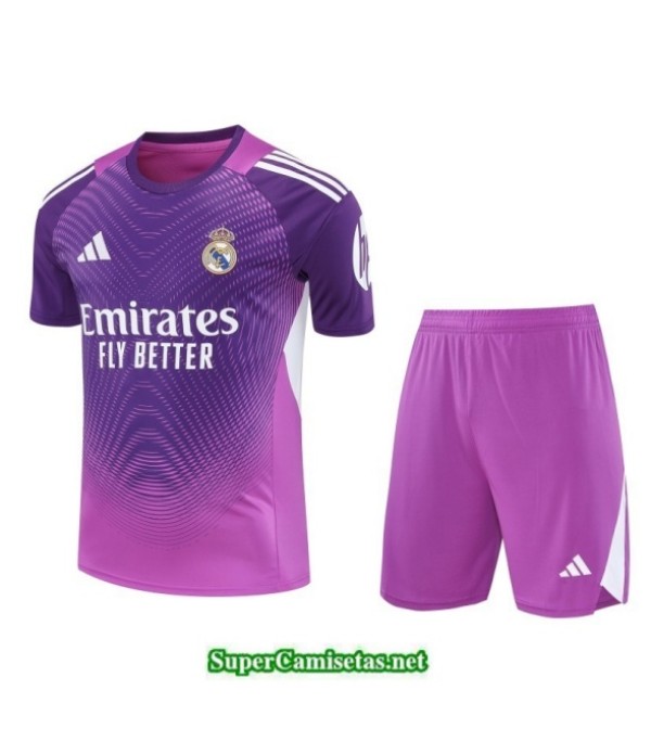 Tailandia Camiseta Kit De Entrenamiento Real Madrid Goalkeeper Short Violeta/blanco 2025 2026 S20357
