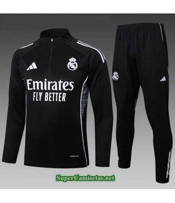 Tailandia Chandal Real Madrid Niño Negro/blanco 2025 2026 S21821