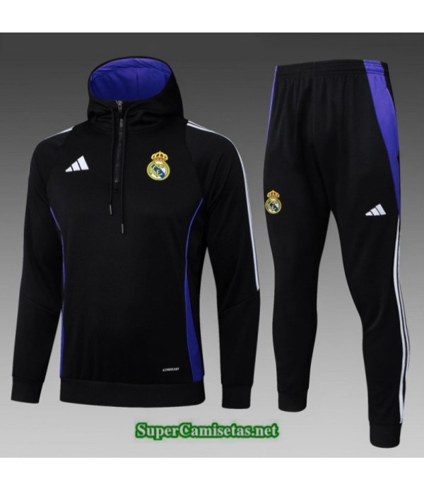 Tailandia Chándal Sudadera Con Capucha Real Madrid Niño Negro/blanco/violeta 2025 2026 S21818