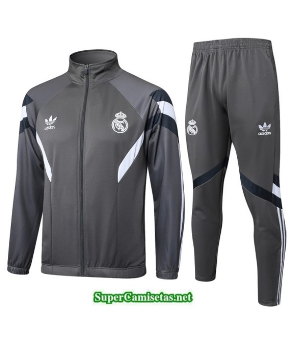 Tailandia Chaqueta Chándal Real Madrid Gris Oscuro/blanco 2025 2026 S21525