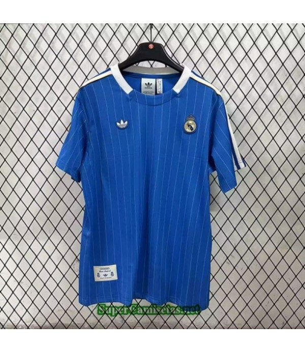 Tailandia Equipacion Camiseta Real Madrid Retro Az...