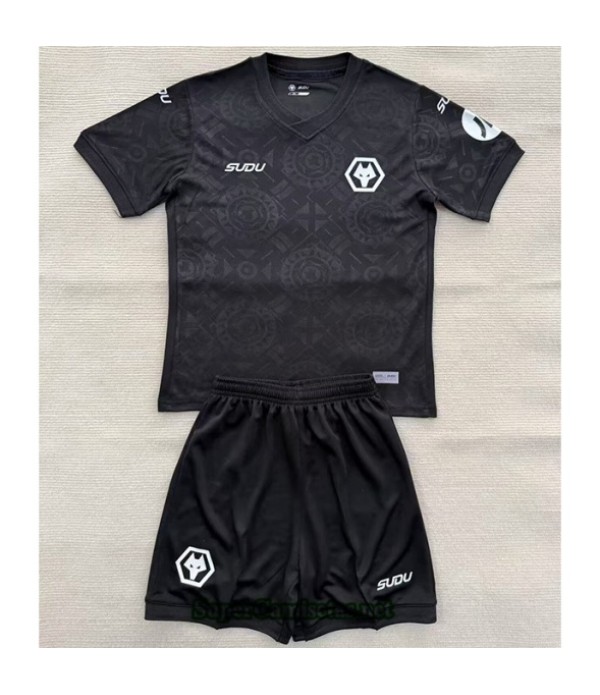 Tailandia Portero Equipacion Camiseta Wolverhampton Niño Negro 2025 2026 S21117