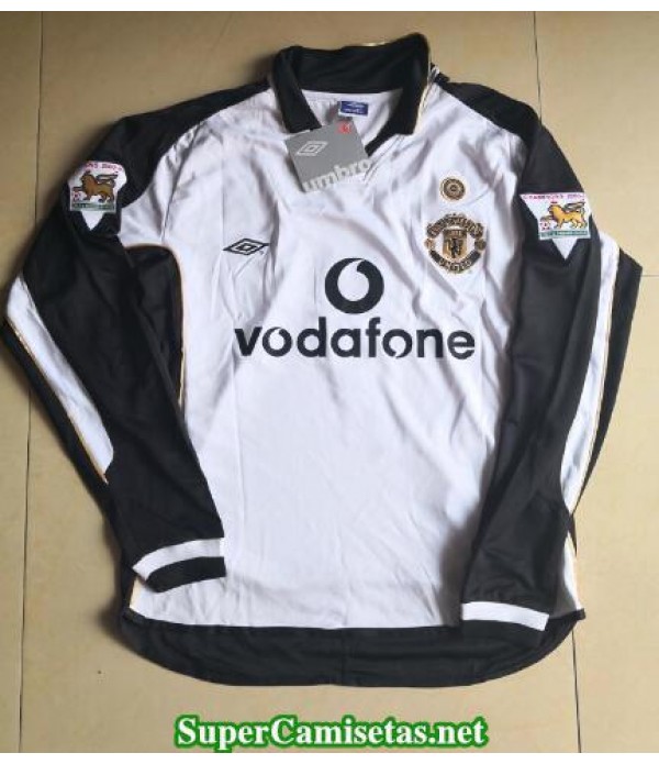 Camisetas Clasicas Manchester United aways white Manga Larga 2001-02